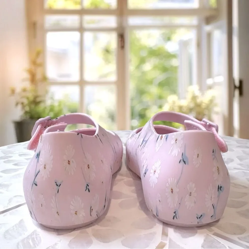 MINI MELISSA DORA Mary Jane Ballerina BABY PINK WHITE SHOES Toddler Size 8 EU 22